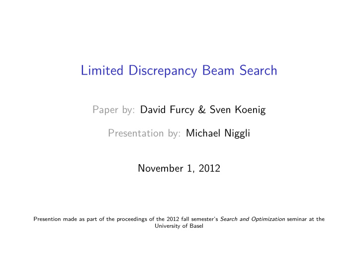 limited discrepancy beam search