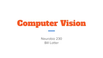 Computer Vision  Neurobio 230  Bill Lotter Exciting time: Neuroscience  computer vision