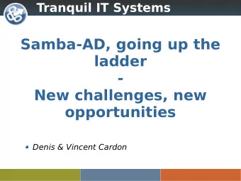 Samba-AD, going up the  ladder  -  New challenges, new  opportunities  Denis &amp; Vincent Cardon