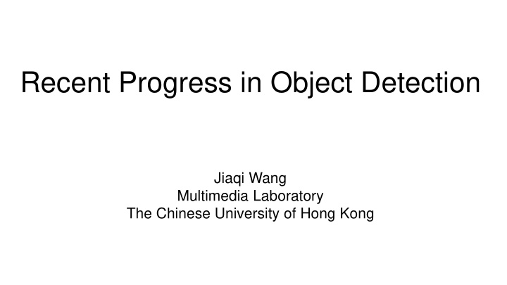 recent progress in object detection