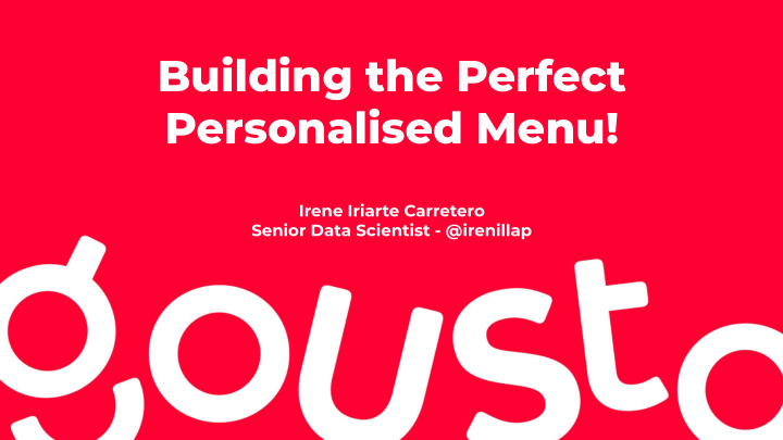 building the perfect personalised menu