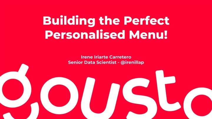 building the perfect personalised menu
