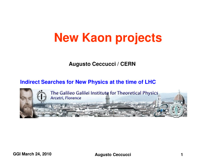 new kaon projects
