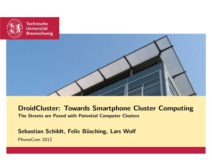 droidcluster towards smartphone cluster computing