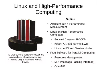 Linux and High-Performance  Computing  Outline  Architectures &amp; Performance    Measurement