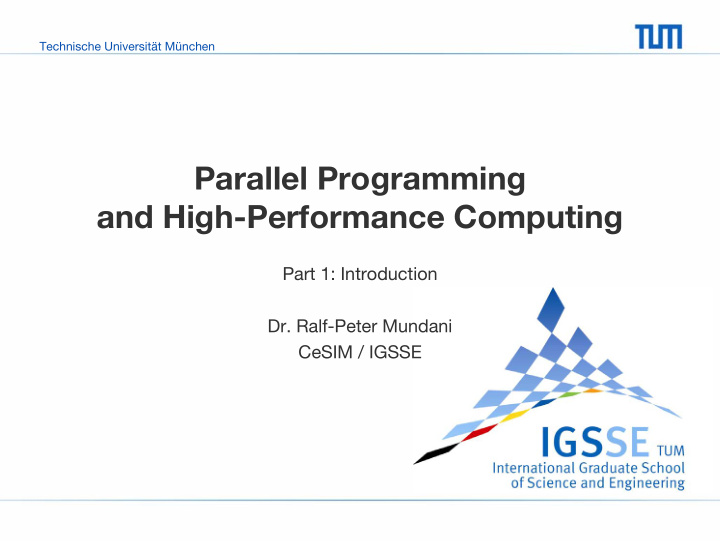 parallel programming and high performance computing