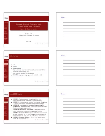 Computer Science &amp; Engineering 150A  Administrivia  Problem Solving Using Computers  Overview