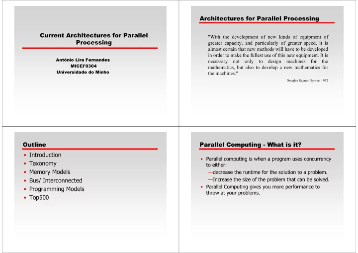 architectures for parallel processing current