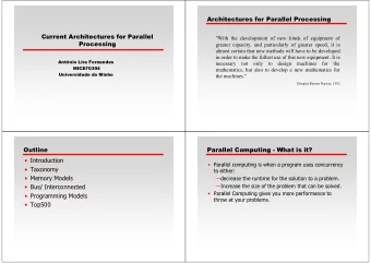 Architectures for Parallel Processing  Current Architectures for Parallel  &quot;With the