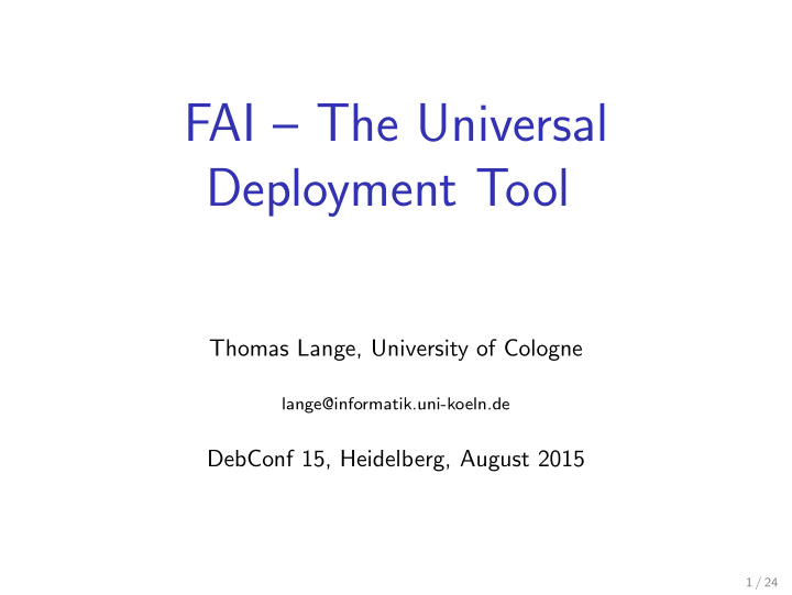 fai the universal deployment tool