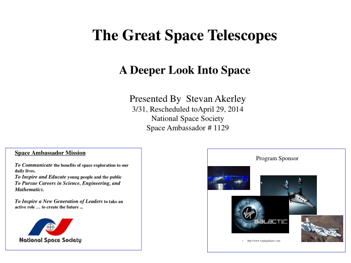 the great space telescopes