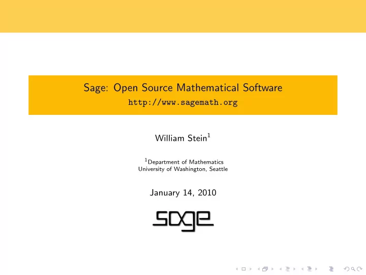 sage open source mathematical software