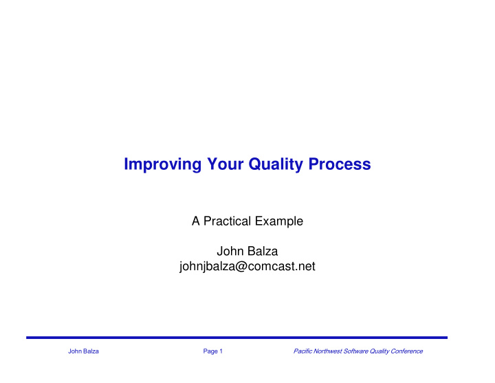 improving your quality process