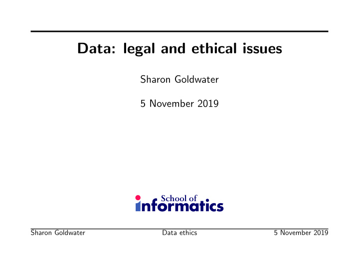 data legal and ethical issues