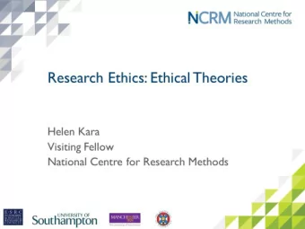 Research ethics: introduction  Not always right answers  though definitely some wrong ways