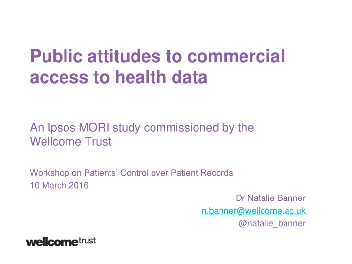 public attitudes to commercial access to health data