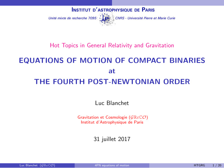equations of motion of compact binaries at the fourth