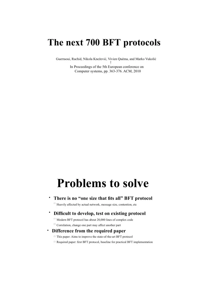 problems to solve