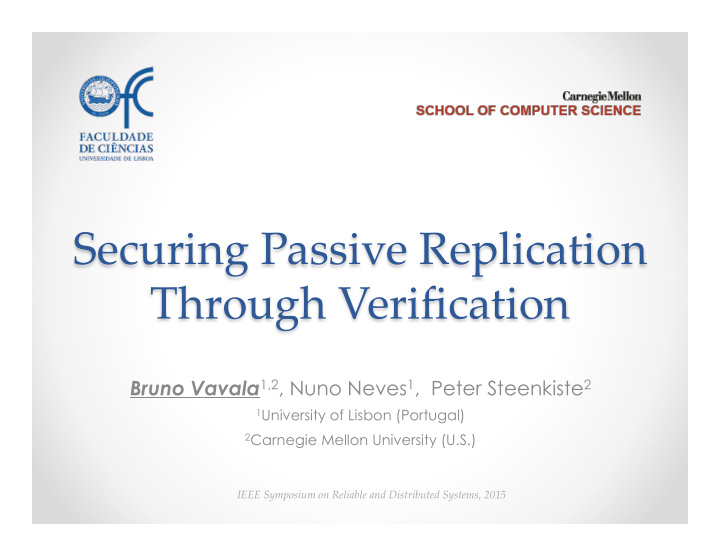 securing passive replication through verification
