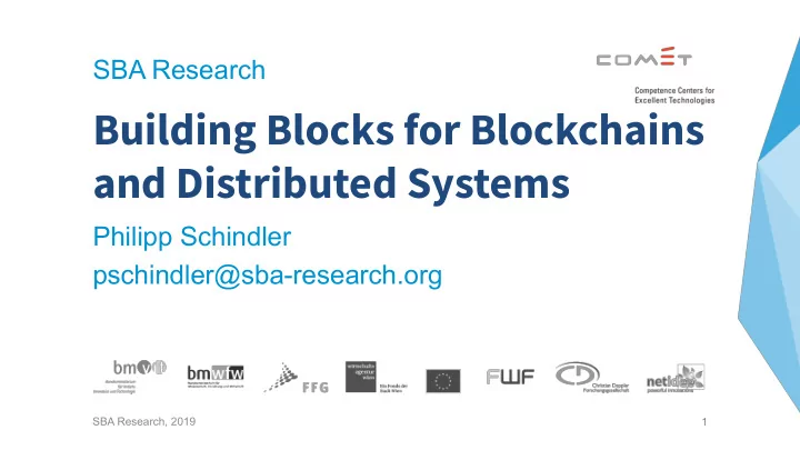 building blocks for blockchains and distributed systems