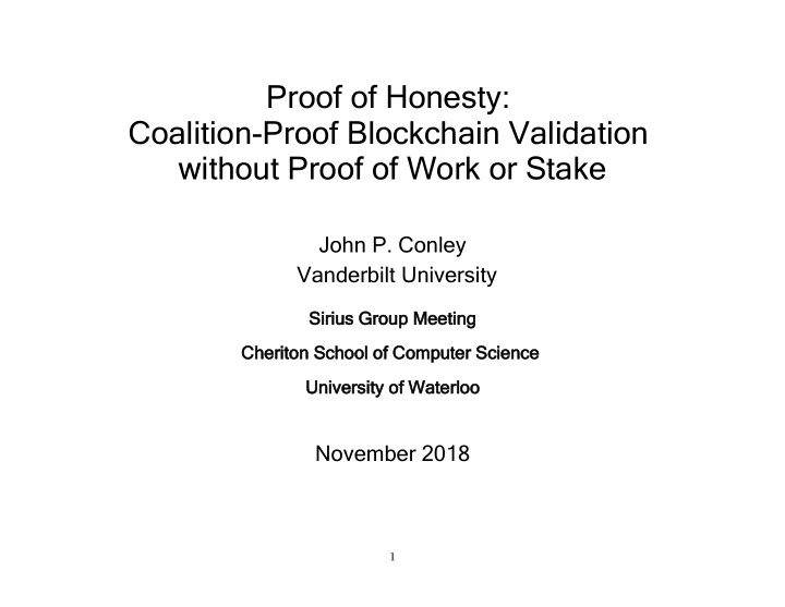 proof of honesty coalition proof blockchain validation