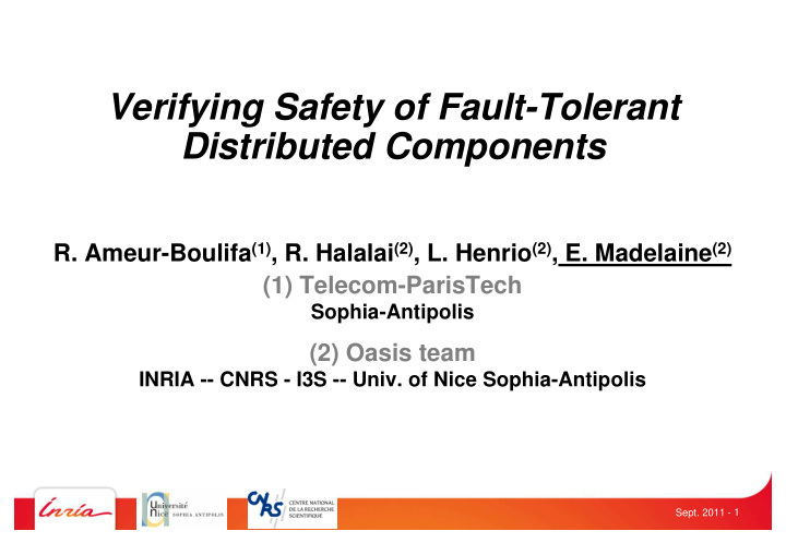 verifying safety of fault tolerant distributed components