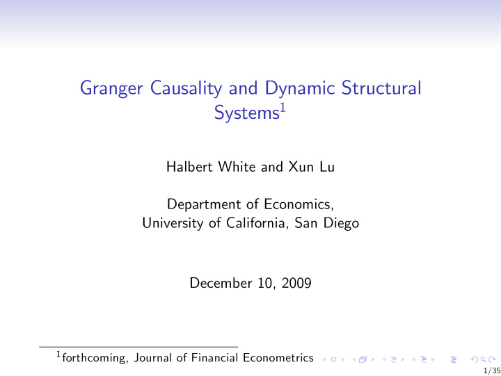 granger causality and dynamic structural