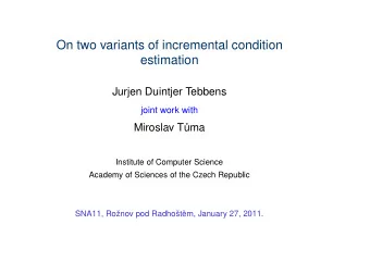 On two variants of incremental condition  estimation  Jurjen Duintjer Tebbens  joint work with