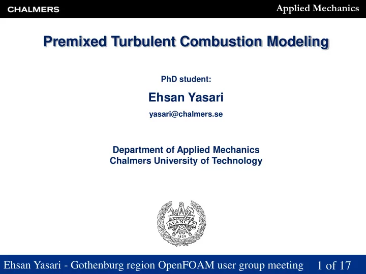 premixed turbulent combustion modeling