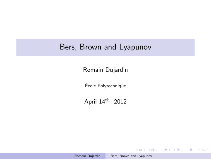 bers brown and lyapunov