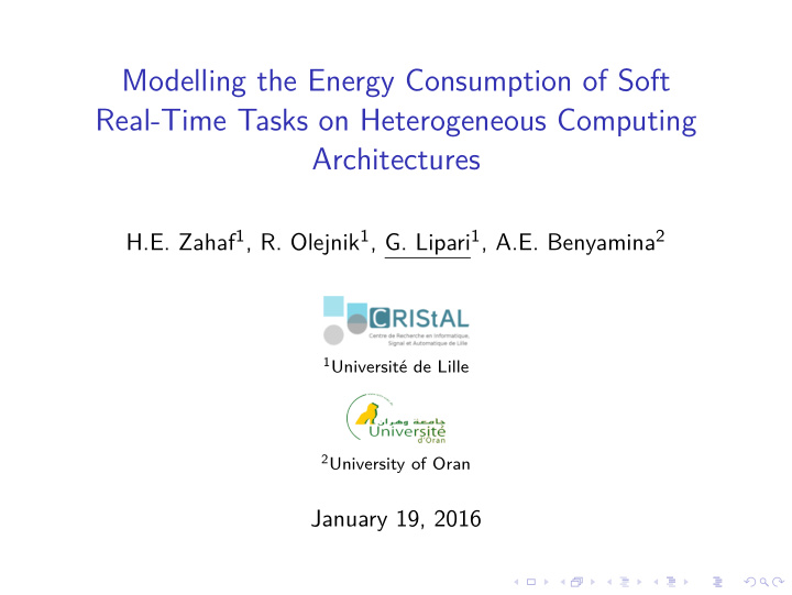 modelling the energy consumption of soft real time tasks