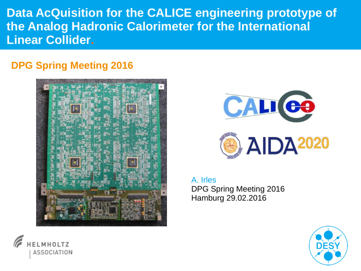 data acquisition for the calice engineering prototype of