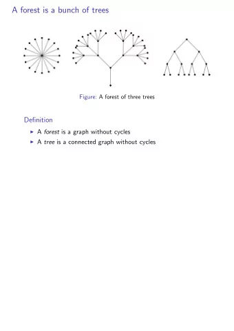 A forest is a bunch of trees  Figure: A forest of three trees  Definition  A forest is a graph