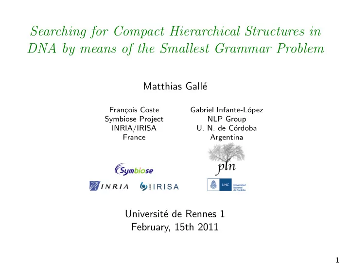 searching for compact hierarchical structures in dna by