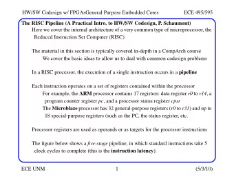 HW/SW Codesign w/ FPGAsGeneral Purpose Embedded Cores  ECE 495/595  The RISC Pipeline (A Practical