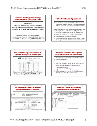 XL1F: Create Histogram using HISTOGRAM in Excel 2013  V0G  XL1F: V0G  Create Histogram using