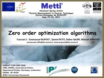 Zero order optimization algorithms Tutorial 2 - Emmanuel RUFFIO*, Daniel PETIT, Didier SAURY,