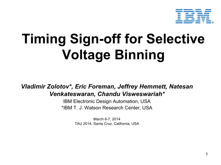 timing sign off for selective voltage binning