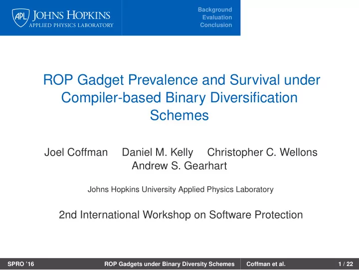 rop gadget prevalence and survival under compiler based