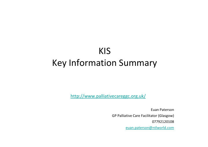 kis key information summary