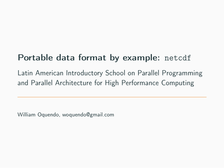 portable data format by example netcdf