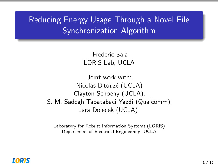 reducing energy usage through a novel file