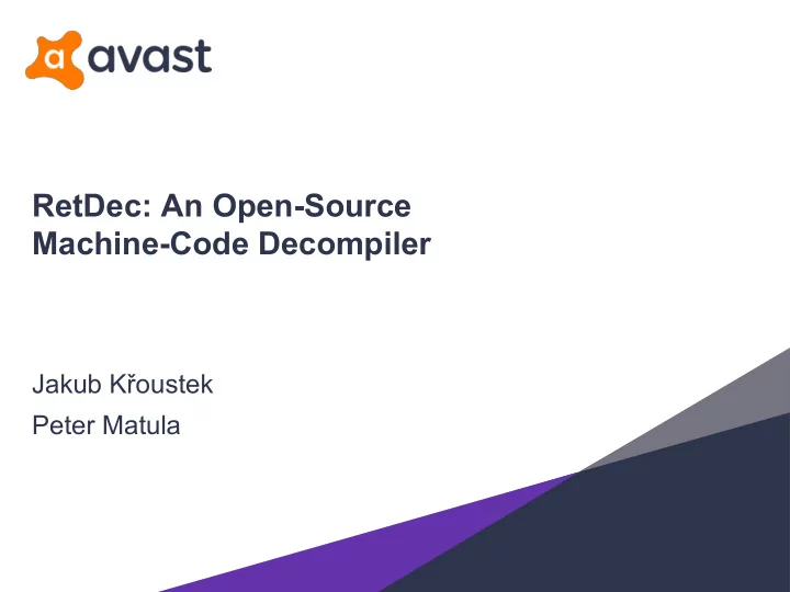 retdec an open source machine code decompiler