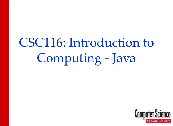 computing java intro to csc116