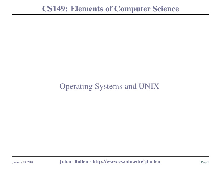 cs149 elements of computer science operating systems and