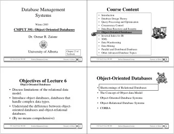Database Management  Course Content  Systems   Introduction   Database Design Theory
