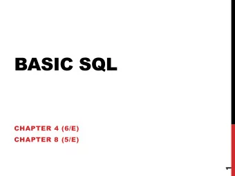 BASIC SQL  CHAPTER 4 (6/E)  CHAPTER 8 (5/E)  1  CHAPTER 4 OUTLINE    SQL Data Definition and