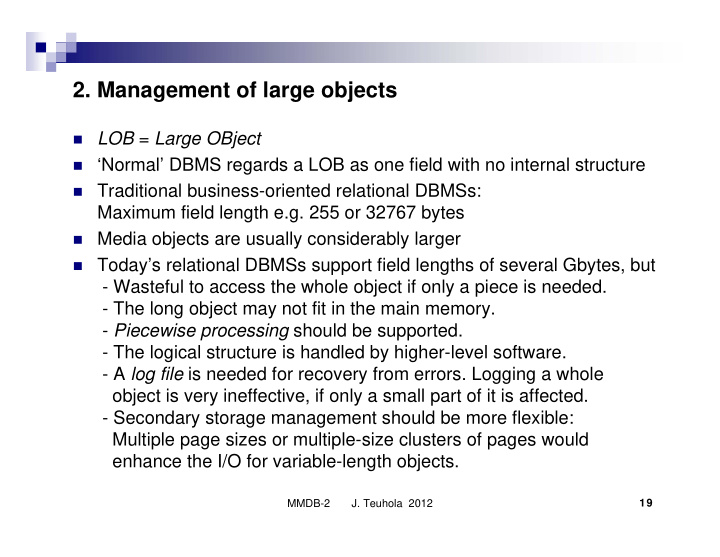 2 management of large objects