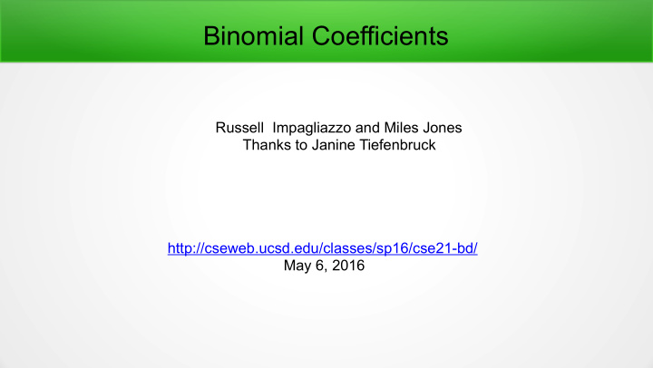 binomial coefficients