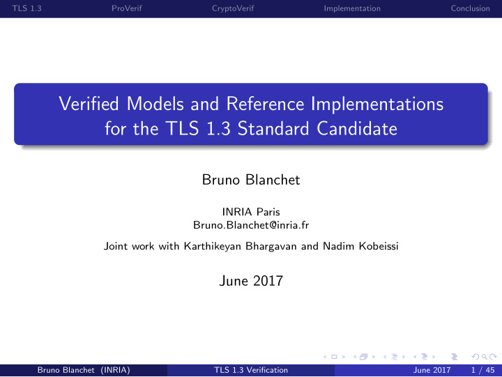 verified models and reference implementations for the tls